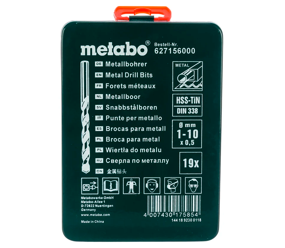 Набор сверл по металлу METABO 627156000 1-10мм HSS-TIN photo 0