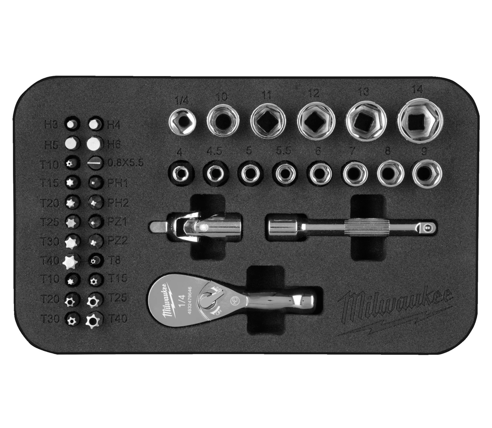 Набор торцевых головок и бит 39шт. MILWAUKEE Compact Ratchet Set 4-14 мм photo 2