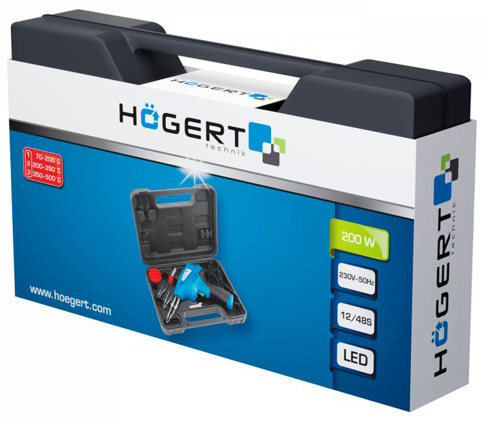 Импульсный паяльник HOEGERT HT2C311 200вт 500°C Сетевой photo 1