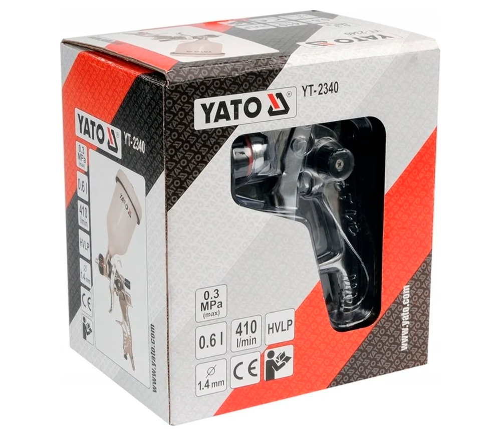 Краскораспылитель пневматический YATO YT2340 1.4мм 0.6л 3бар photo 0