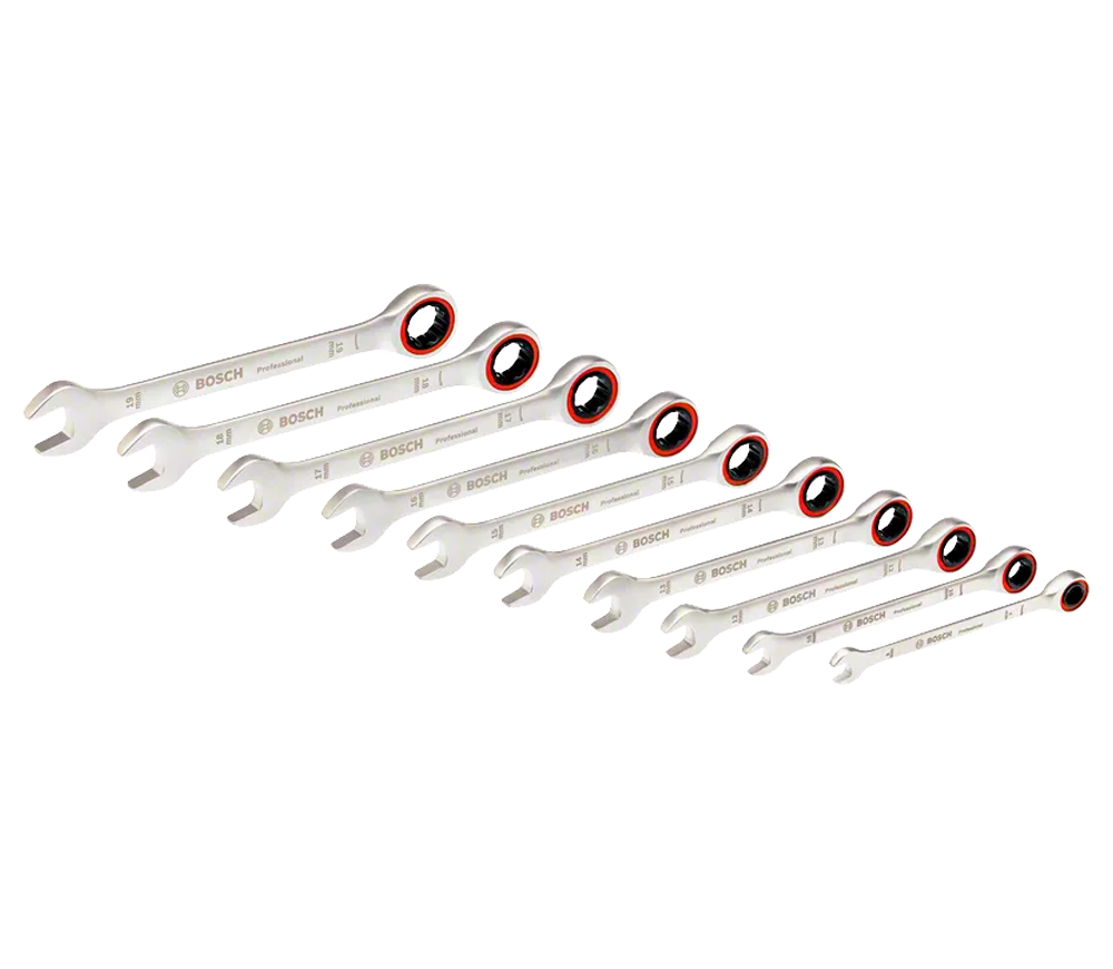 Set de chei cu clichet 10 piese  BOSCH 1600A02AU0 8-19mm photo 1
