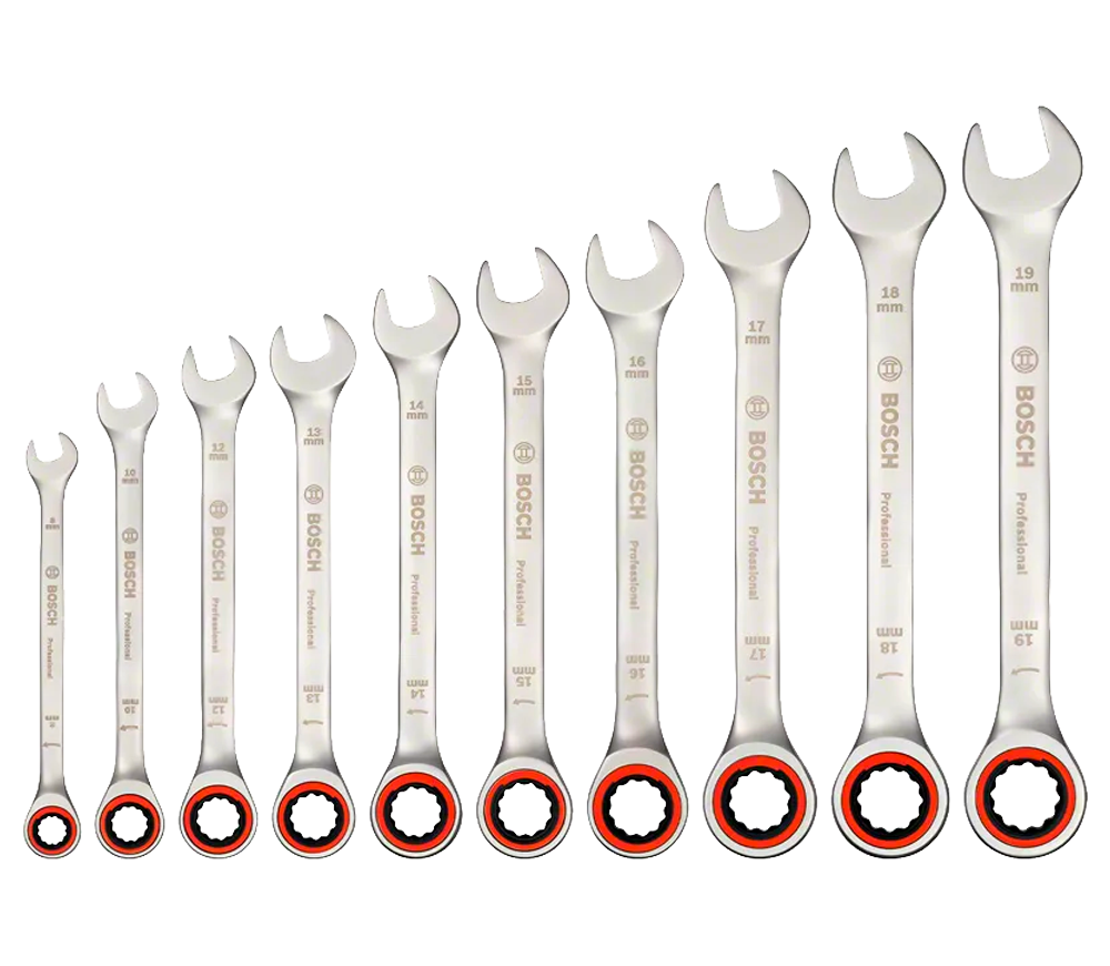 Set de chei cu clichet 10 piese  BOSCH 1600A02AU0 8-19mm photo