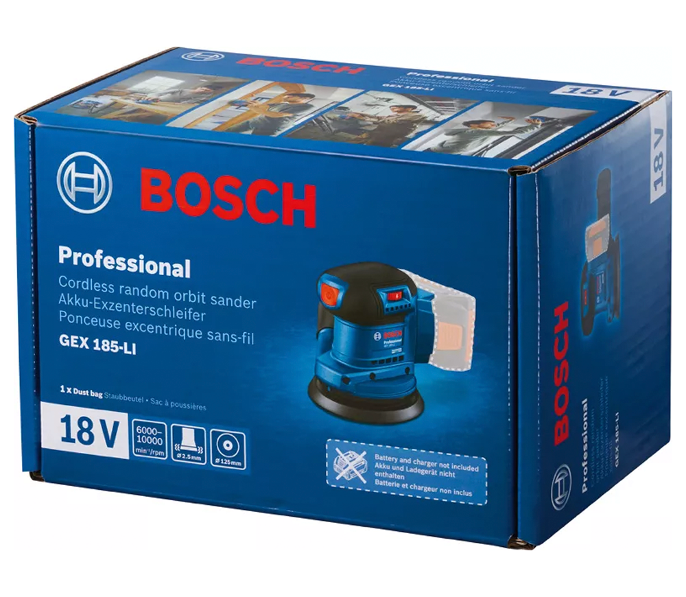 Шлифмашина эксцентриковая аккумуляторная (без АКБ) BOSCH GEX 185-Li 125мм 18В photo 4