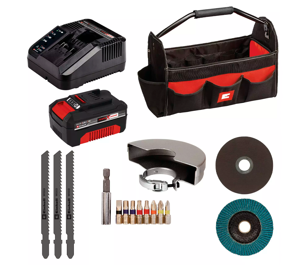 Set de unelte cu acumulator EINHELL TE-TK 18/3 Li Kit (JS+CD+AG) photo 5