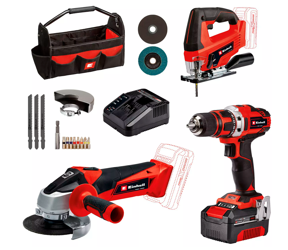 Set de unelte cu acumulator EINHELL TE-TK 18/3 Li Kit (JS+CD+AG) photo