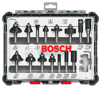Набор 15 фрез по дереву Bosch 2607017472 Ø8 мм photo