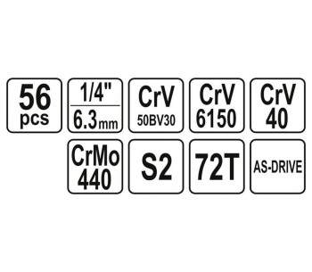 Set 56 duze tubulare și biți YATO YT14501 4-13mm photo 3