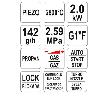Газовая горелка с пьезоподжигом YATO YT36715 142г/ч 2800°C photo 4