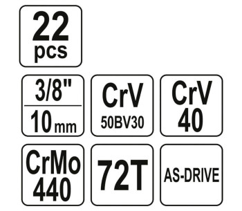 Set 22 duze tubulare YATO YT38561 6-22mm photo 3