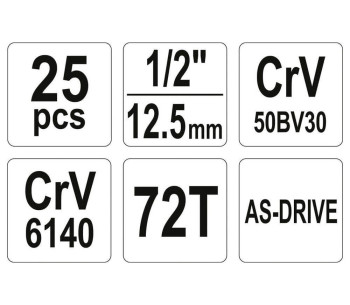 Set 25 duze tubulare YATO YT38741 10-32mm photo 3