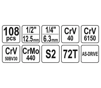 Set 108 duze tubulare și biți YATO YT38791 10-32mm photo 3