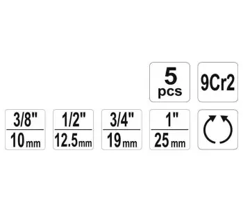 Set 5 filiere cu clichet YATO YT29001 3/4"-1" photo 3