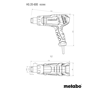Suflantă de aer cald METABO HG 20-600 2000w 600°C photo 1