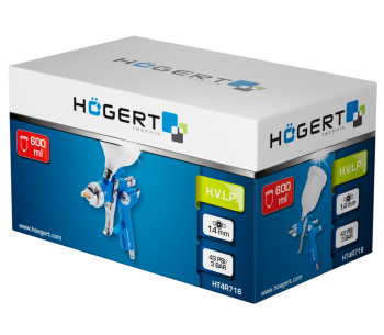 Краскораспылитель пневматический HOEGERT HT4R716 0.8/1.4мм 0.6л 3бар photo 1